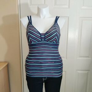 Lole striped yoga Pilate tank top sz L